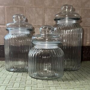 *SOLD* Set of Clear Glass Canisters
